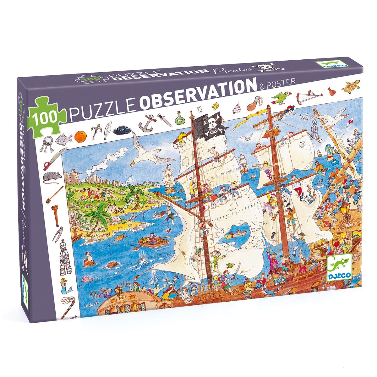 Djeco Observationspuslespil 100 brikker, Piratskib