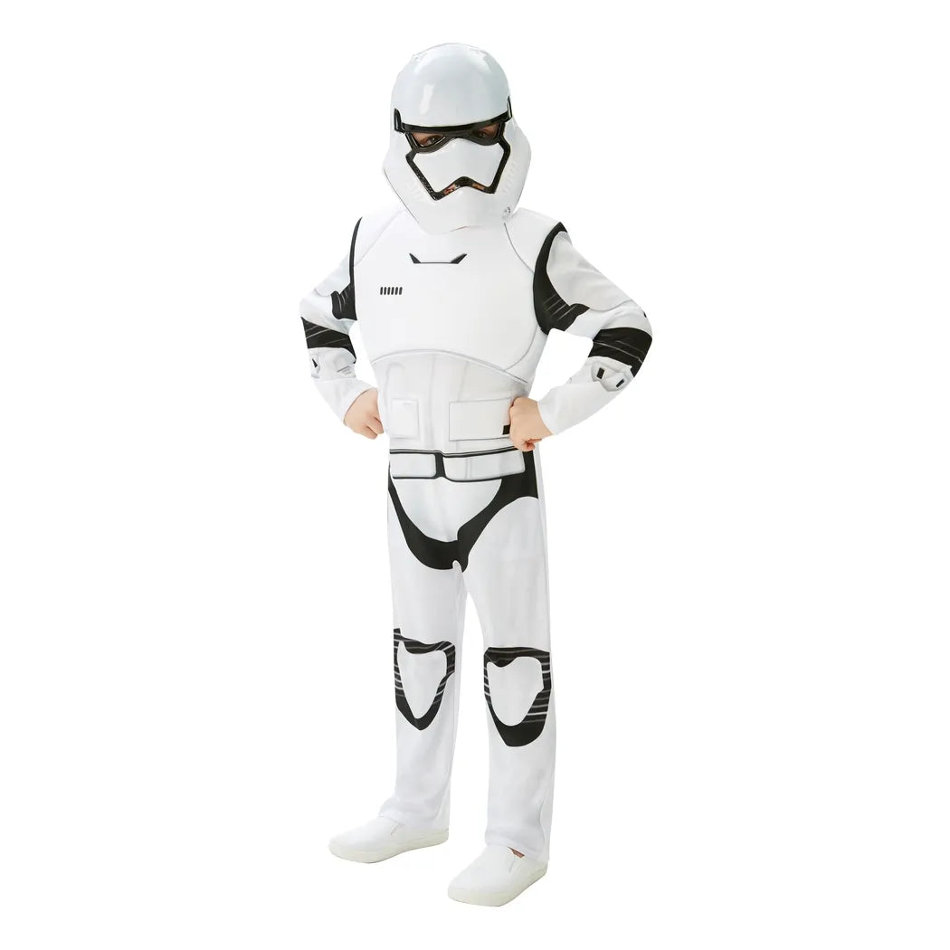 Star Wars Kostume, Stormtrooper Deluxe dragt med maske str. 5-8 år