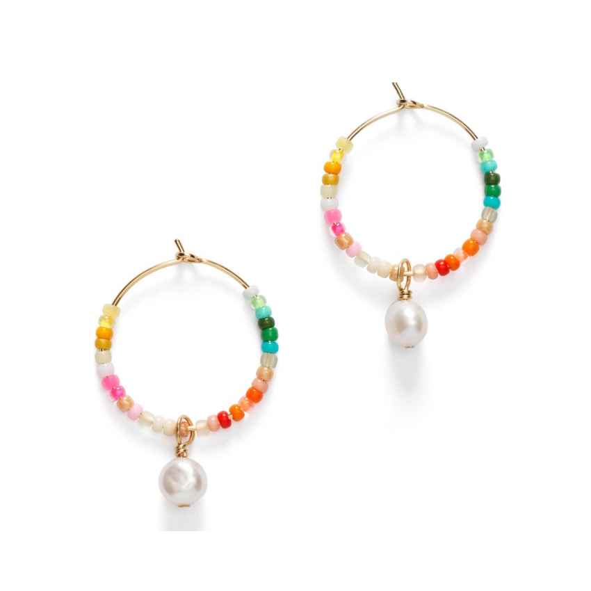 Billie Lou Hoops med farvede glasperler, Pastel