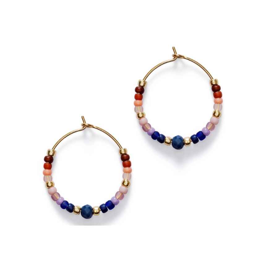 Billie Lou Hoops med farvede glasperler, Purple