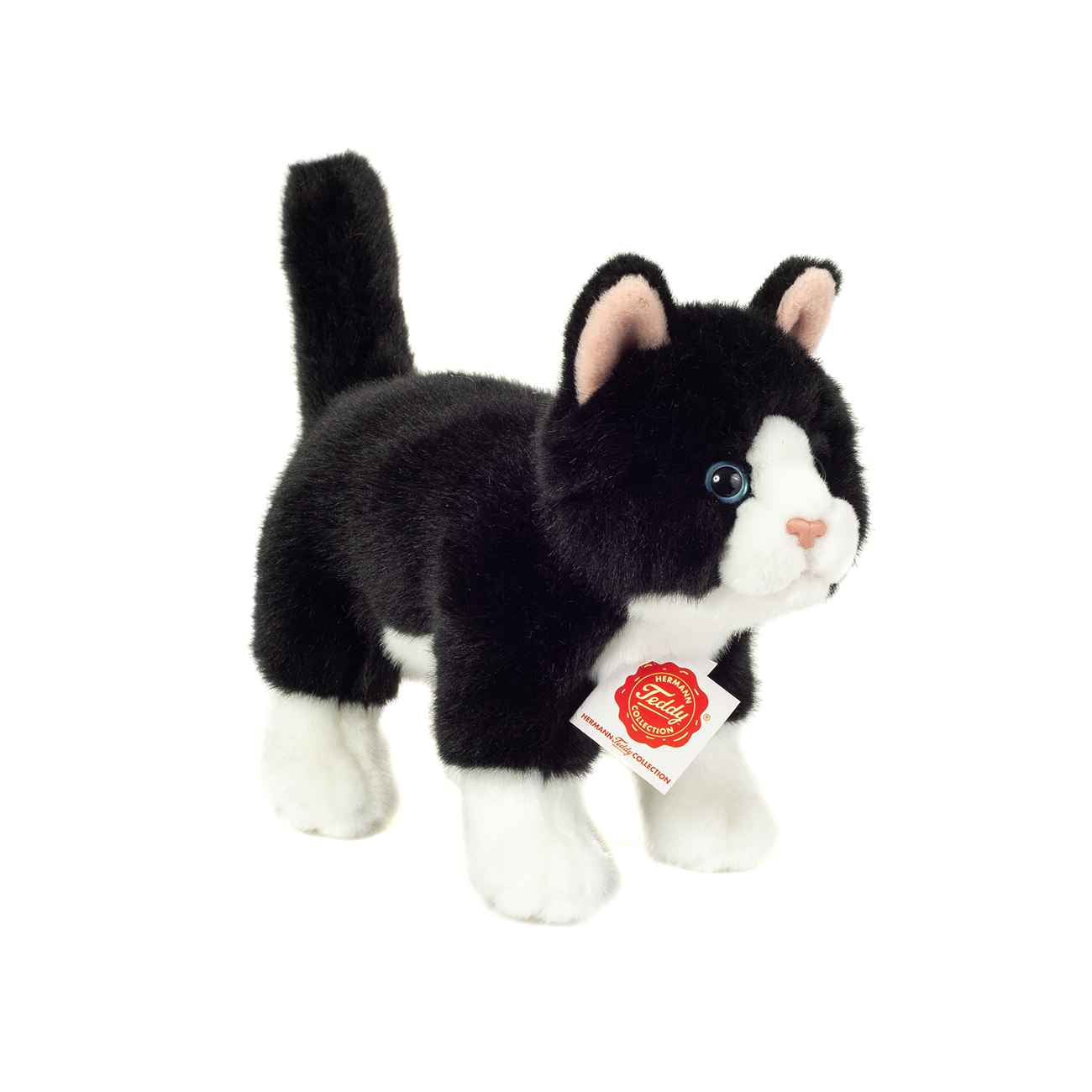 Teddy Hermann Stående kat sort-hvid 20 cm