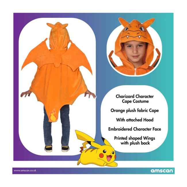 Pokémon Charizard kostume str. 3-7 år